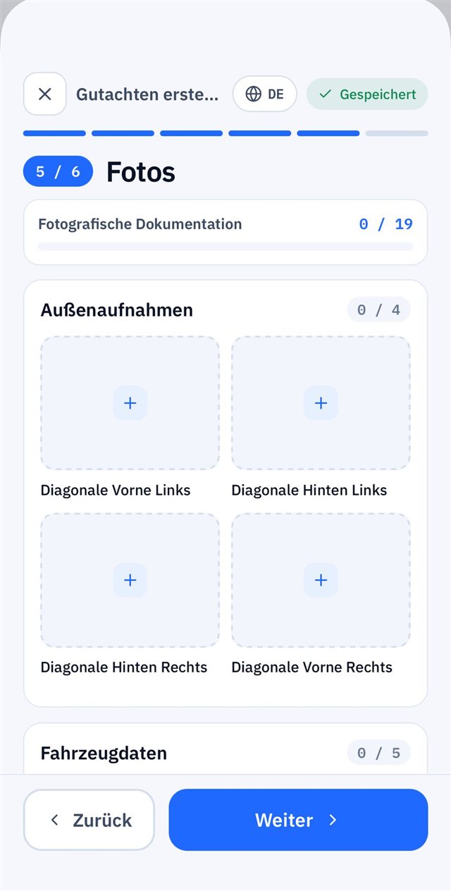 App-Screen: Fotos nach Rubriken
